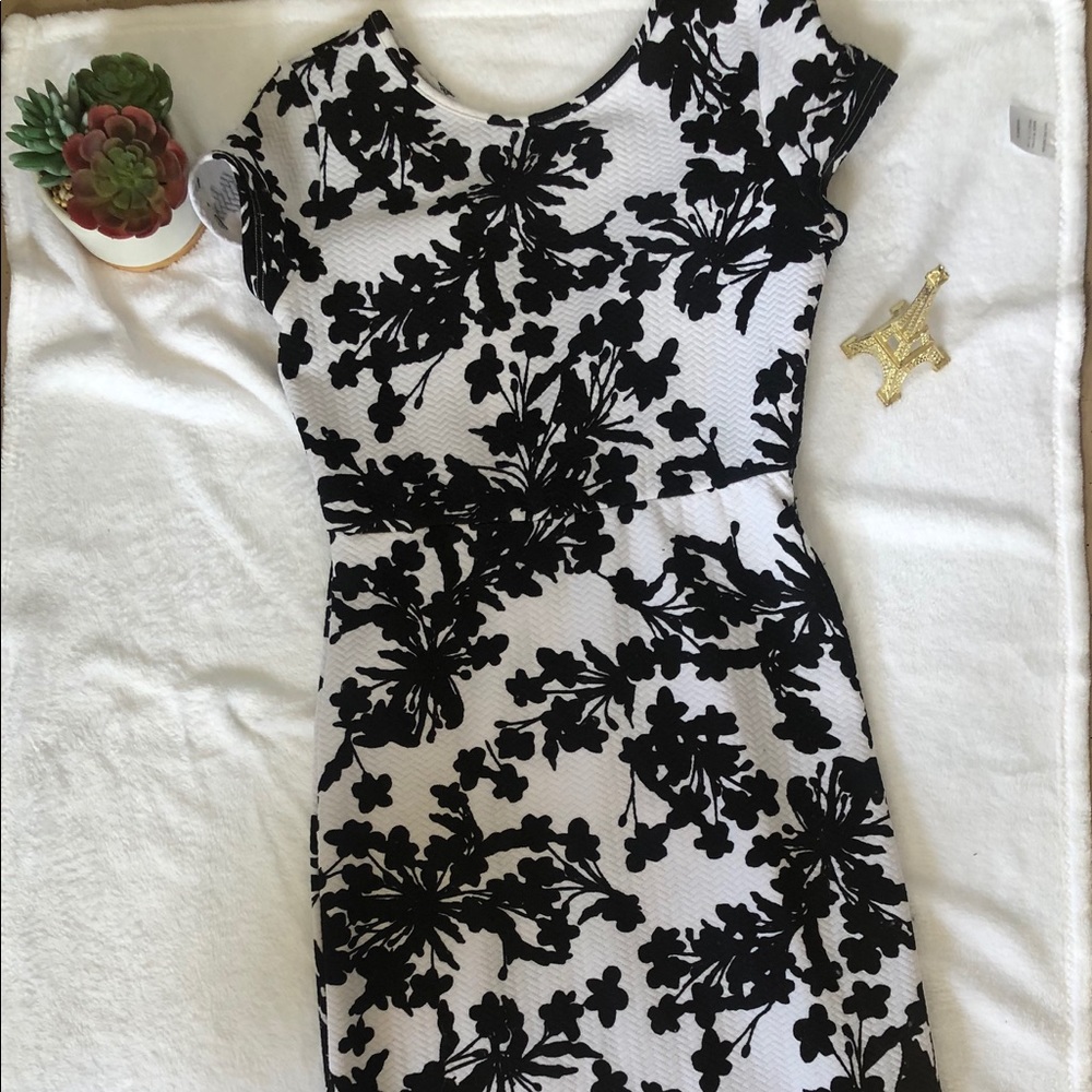 White & Black Floral Dress